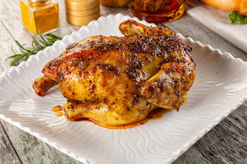 Baked in oven whole chicken with spices