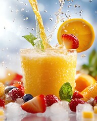 Refreshing citrus drink with fresh fruits.