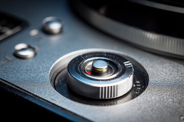 Close-up of vintage camera control dial