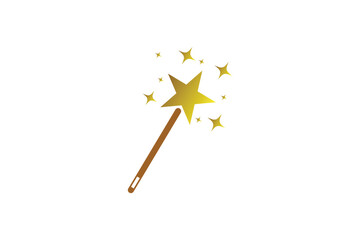 Magic wand icon. Magic wand symbol design on white background.