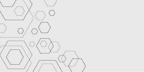 Vector geometric abstract background with simple hexagonal elements. Banner design template with connection dot and line on color background. Technology in the concept of digital networks.