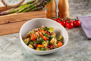 Salad with quinoa asparagus avocado