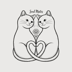 Two cute cats forming a heart shape with their tails