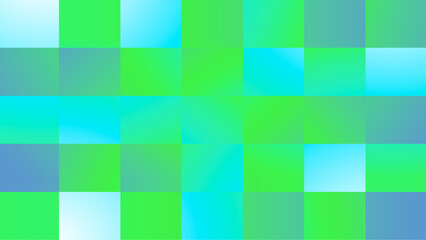 A mosaic of dreams where squares of vibrant greens and tranquil blues dance together in a harmonious digital ballet of