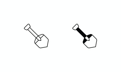 Shovel icons set Line and Glyph black vector icon stock illustration