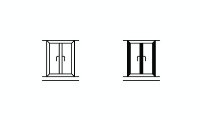 Window icons set Line and Glyph black vector icon stock illustration
