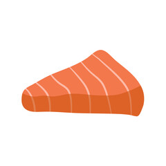 Beef or pork meat. Salmon, tuna or sushi structure.flat illustration.
