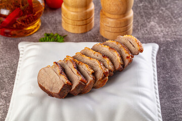 Sliced roasted duck breast fillet