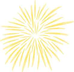 Fototapeta premium Yellow fireworks explosion design element in watercolor style. Celebration and abstract light ray graphic for event banner.