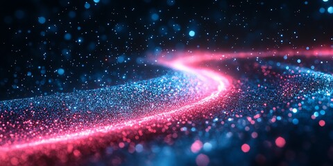 Abstract Pink Blue Light Trail on Dark Background for Technology and Science Concepts