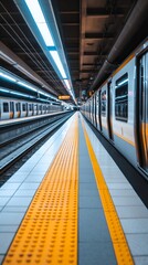Fototapeta premium Subway platform, trains, perspective