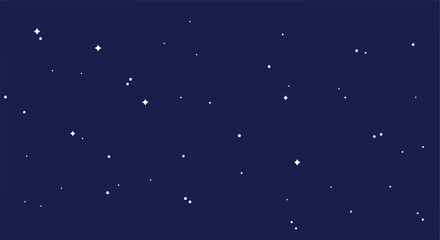 Dark blue sky filled with scattered white stars of varying sizes