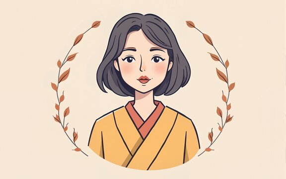 광복절 여자 독립군 캐릭터 라인드로잉(national liberation day woman character line drawing). High quality