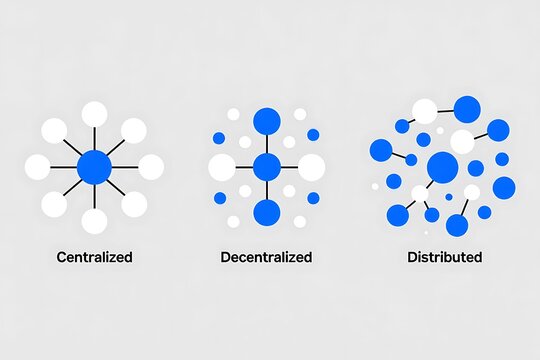 Comparison of centralized, decentralized, and distributed network structures
