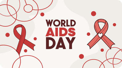 Naklejka premium World aids day awareness poster with red ribbon symbolizing support for people living with hiv and solidarity in the global effort