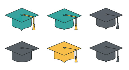 Graduation caps illustrations design education