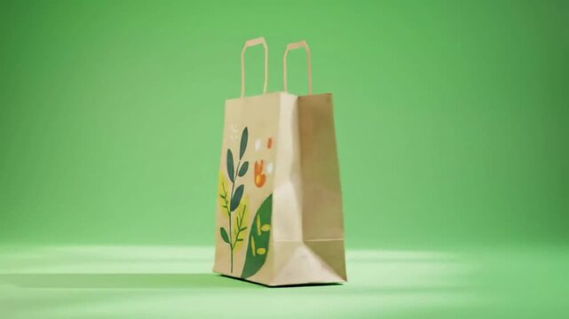 Eco-friendly paper shopping bag with vibrant floral design, perfect for retail and branding needs.