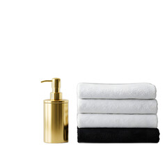Naklejka premium Bathroom accessories and towel isolated on transparent background 