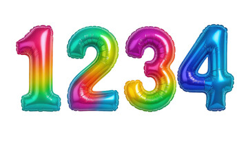 Vibrant Rainbow Gradient Number Balloons 1234 Floating Celebration Party Decoration