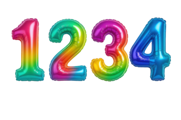 Vibrant Rainbow Gradient Number Balloons 1234 Floating Celebration Party Decoration