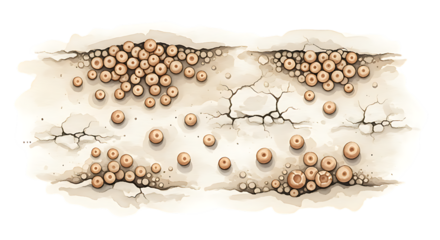 Abstract Watercolor Texture: Beige Organic Forms on Cracked Surface, Earthy Tones, Natural Design