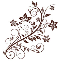 vector Elegant dark brown floral swirl design, perfect for vintage and ornamental themes vector