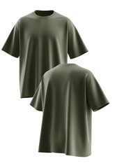 Olive Green Oversized T-Shirts Displayed on Transparent Background