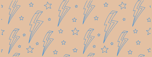Seamless yellow lightning bolt and raindrop pattern on red background, bold hand-drawn weather symbol design for energetic digital art, fabric, posters, wrapping, or modern graphic projects.