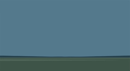 Obraz premium Calm, flat landscape with muted greens and blues, minimal and stylized