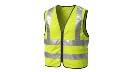 Bright yellow high visibility safety vest with reflective strips