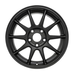 Obraz premium Matte black alloy wheel isolated on transparent background
