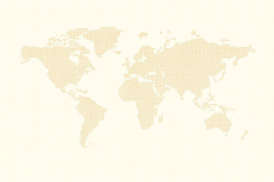 Stylized world map with muted pastel colors and a vintage feel