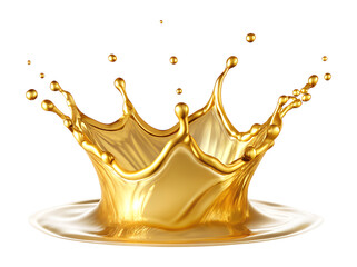 Gold liquid splash crown isolated on transparent background
