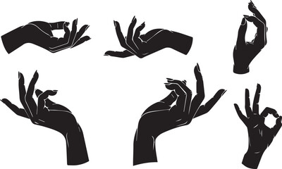Collection of hand gestures silhouette