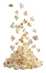Popcorn in motion isolated on transparent background