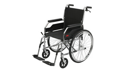 Fototapeta premium Modern black wheelchair isolated on a solid black background