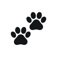 Two black paw prints on a white background