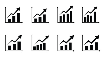 Black and white bar graphs showing growth