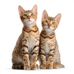 Obraz premium Two adorable kittens sitting together, showcasing their striking coat patterns and captivating gaze