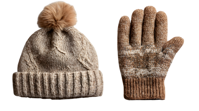 Winter Knit Hat and Glove Set