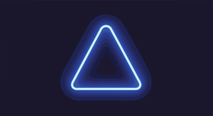 Neon blue triangle tunnel on a dark background