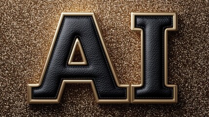 Bold AI lettering highlighted against a shimmering golden background grabbing attention and sparking curiosity