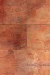Distressed aged weathered copper tiles background backdrop. Interior design building product concept.