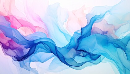 Ethereal Currents of Blue and Pink Silk Flowing in Gentle Harmony