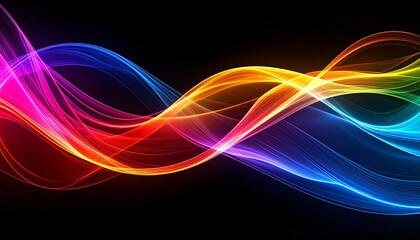 Fototapeta premium Chromatic Aurora: Vibrant Flowing Ribbons of Light on a Black Background.