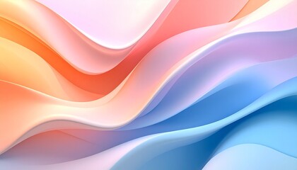 Obraz premium Luminous Satin Waves Flowing in a Warm to Cool Pastel Gradient.