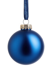 Blue hanging Christmas ball isolated on transparent background