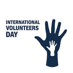 Obraz premium International Volunteers Day: Dark Blue Graphic, Helping Hands, Hopeful and Supportive.