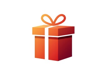 Fototapeta premium A stylized illustration of a gradient gift box with an orange bow on a plain white background