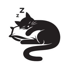 Minimalist Sleeping Cat Vector Illustration